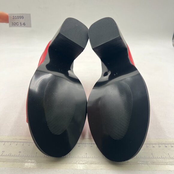 YDN Red Open Toe Block Heel Mules Slip On Slide Sandals Prom Daily Dressy Shoes - Picture 7 of 8